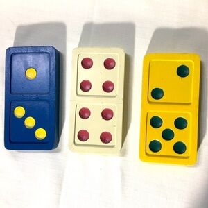 Three Painted‎ Wood Domino Tiles